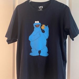 KAWS x UNIQLO x Sesame Street Cookie Monster shirt